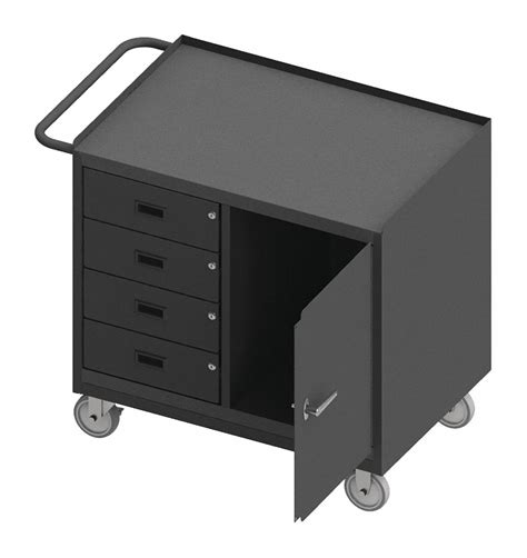 mobile cabinet workbench steel with side wing shelf|durham mfg workbench.